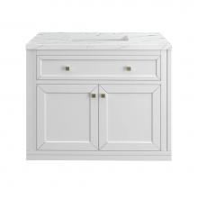 James Martin Vanities 305-V36-GW-3ENC - Chicago 36'' Single Vanity, Glossy White w/ 3 CM Ethereal Noctis Top