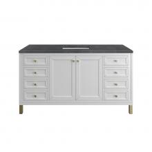 James Martin Vanities 305-V60S-GW-3CSP - Chicago 60'' Single Vanity, Glossy White w/ 3 CM Charcoal Soapstone Top