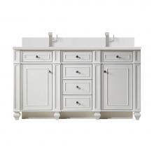 James Martin Vanities 157-V60D-BW-1WZ - Bristol 60'' Double Vanity, Bright White w/ Single Hole 3 CM White Zeus Quartz Top &