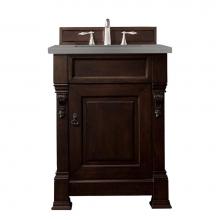 James Martin Vanities 147-114-V26-BNM-3GEX - Brookfield 26'' Single Vanity, Burnished Mahogany w/ 3 CM Grey Expo Quartz Top