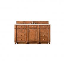 James Martin Vanities 157-V60S-SBR-3WZ - Bristol 60'' Single Vanity, Saddle Brown, w/ 3 CM White Zeus Quartz Top