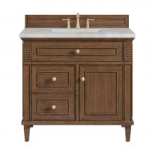 James Martin Vanities 424-V36-WLT-3VSL - Lorelai 36'' Single Vanity, Mid-Century Walnut w/ 3 CM Victorian Silver Quartz Top