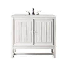 James Martin Vanities E645-V36-GW-3LDL - Athens 36'' Single Vanity, Glossy White w/ 3 CM Lime Delight Quartz Top