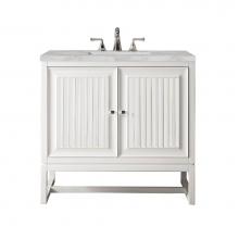 James Martin Vanities E645-V36-GW-3VSL - Athens 36'' Single Vanity, Glossy White w/ 3 CM Victorian Silver Quartz Top