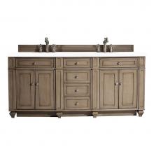 James Martin Vanities 157-V72-WW-3WZ - Bristol 72'' Double Vanity, Whitewashed Walnut, w/ 3 CM White Zeus Quartz Top