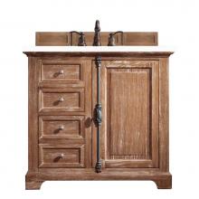 James Martin Vanities 238-105-5511-3WZ - Providence 36'' Single Vanity Cabinet, Driftwood, w/ 3 CM White Zeus Quartz Top