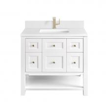 James Martin Vanities 330-V36-BW-1WZ - Breckenridge 36'' Single Vanity, Bright White w/ Single Hole 3 CM White Zeus Top & B