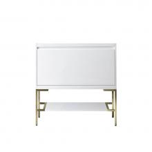 James Martin Vanities 805-V35.4-GW-CB - Mantova 35.4'' Single Vanity Cabinet, Glossy White, Champagne Brass Base