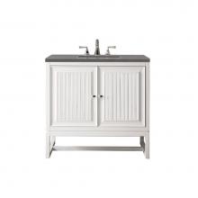 James Martin Vanities E645-V36-GW-3GEX - Athens 36'' Single Vanity Cabinet, Glossy White, w/ 3 CM Grey Expo Quartz Top