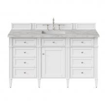 James Martin Vanities 655-V60S-BW-3VSL - Brittany 60'' Single Vanity, Bright White w/ 3 CM Victorian Silver Quartz Top