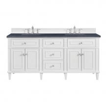 James Martin Vanities 424-V72-BW-3CSP - Lorelai 72'' Double Vanity, Bright White w/ 3 CM Charcoal Soapstone Quartz Top