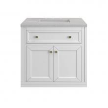 James Martin Vanities 305-V30-GW-3ESR - Chicago 30'' Single Vanity, Glossy White w/ 3 CM Eternal Serena Top