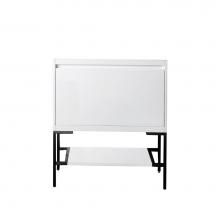 James Martin Vanities 805-V31.5-GW-MB - Mantova 31.5'' Single Vanity Cabinet, Glossy White, Matte Black Base