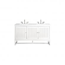 James Martin Vanities E645-V60D-GW-3WZ - Athens 60'' Double Vanity, Glossy White w/ 3 CM White Zeus Quartz Top