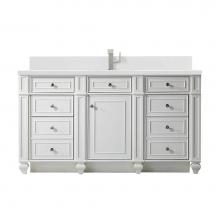 James Martin Vanities 157-V60S-BW-1WZ - Bristol 60'' Single Vanity, Bright White w/ Single Hole 3 CM White Zeus Quartz Top &