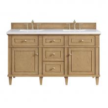 James Martin Vanities 424-V60D-LNO-3WZ - Lorelai 60'' Double Vanity, Light Natural Oak w/ 3 CM White Zeus Quartz Top