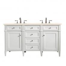 James Martin Vanities 655-V60D-BW-3EMR - Brittany 60'' Double Vanity, Bright White Vanity w/ 3 CM Eternal Marfil Quartz Top