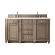 James Martin Vanities 157-V60D-WW-3LDL - Bristol 60'' Double Vanity, Whitewashed Walnut w/ 3 CM Lime Delight Quartz Top