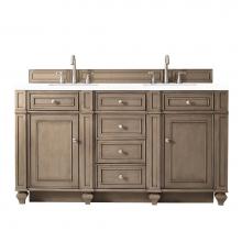 James Martin Vanities 157-V60D-WW-3WZ - Bristol 60'' Double Vanity, Whitewashed Walnut, w/ 3 CM White Zeus Quartz Top