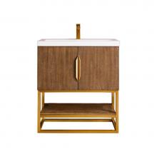 James Martin Vanities 388V31.5LTORGDWG - Columbia 31.5'' Single Vanity, Latte Oak, Radiant Gold, w/ White Glossy Composite Counte