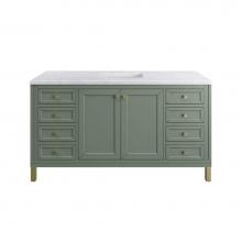 James Martin Vanities 305-V60S-SC-3CAR - Chicago 60'' Single Vanity, Smokey Celadon w/ 3 CM Carrara Marble Top