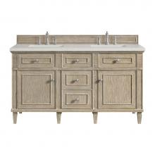 James Martin Vanities 424-V60D-WWO-3LDL - Lorelai 60'' Double Vanity, Whitewashed Oak w/ 3 CM Lime Delight Quartz Top