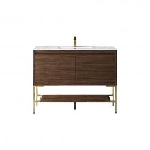 James Martin Vanities 805-V47.3-W-CB-GW - Mantova 47.3'' Single Vanity, Mid-Century Walnut, Champagne Brass Base w/ Glossy White C