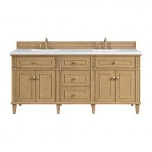 James Martin Vanities 424-V72-LNO-3WZ - Lorelai 72'' Double Vanity, Light Natural Oak w/ 3 CM White Zeus Quartz Top