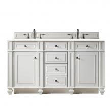 James Martin Vanities 157-V60D-BW-3WZ - Bristol 60'' Double Vanity, Bright White, w/ 3 CM White Zeus Quartz Top