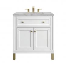 James Martin Vanities 305-V30-GW-3VSL - Chicago 30'' Single Vanity, Glossy White w/ 3 CM Victorian Silver Top