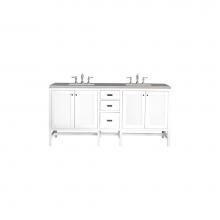 James Martin Vanities E444-V72-GW-3GEX - Addison 72'' Double Vanity, Glossy White w/ 3 CM Grey Expo Quartz Top