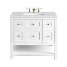 James Martin Vanities 330-V36-BW-3LDL - Breckenridge 36'' Single Vanity, Bright White w/ 3 CM Lime Delight Top