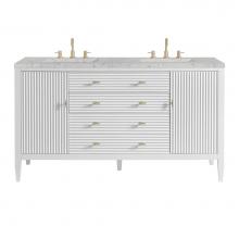 James Martin Vanities 485-V60D-BW-3EJP - Myrrin 60'' Double Vanity, Bright White w/ 3 CM Eternal Jasmine Pearl Quartz Top