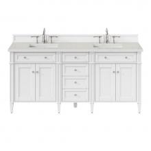 James Martin Vanities 655-V72-BW-3LDL - Brittany 72'' Double Vanity, Bright White Vanity w/ 3 CM Lime Delight Quartz Top