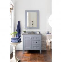 James Martin Vanities 527-V36-SL-3GEX - Palisades 36'' Single Vanity, Silver Gray, w/ 3 CM Grey Expo Quartz Top