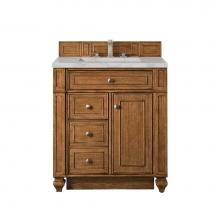 James Martin Vanities 157-V30-SBR-3VSL - Bristol 30'' Single Vanity, Saddle Brown w/ 3 CM Victorian Silver Quartz Top