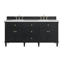 James Martin Vanities 424-V72-BKO-3ENC - Lorelai 72'' Double Vanity, Black Onyx w/ 3 CM Ethereal Noctis Quartz Top