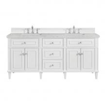 James Martin Vanities 424-V72-BW-3EJP - Lorelai 72'' Double Vanity, Bright White w/ 3 CM Eternal Jasmine Pearl Quartz Top