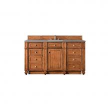 James Martin Vanities 157-V60S-SBR-3GEX - Bristol 60'' Single Vanity, Saddle Brown, w/ 3 CM Grey Expo Quartz Top