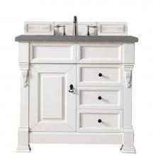 James Martin Vanities 147-V36-BW-3GEX - Brookfield 36'' Single Vanity, Bright White w/ 3 CM Grey Expo Quartz Top