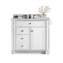 James Martin Vanities 157-V36-BW-3VSL - Bristol 36'' Single Vanity, Bright White w/ 3 CM Victorian Silver Quartz Top