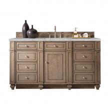 James Martin Vanities 157-V60S-WW-3VSL - Bristol 60'' Single Vanity, Whitewashed Walnut w/ 3 CM Victorian Silver Quartz Top