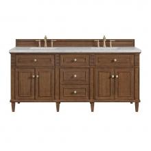 James Martin Vanities 424-V72-WLT-3EJP - Lorelai 72''Double Vanity, Mid-Century Walnut w/ 3 CM Eternal Jasmine Pearl Quartz Top