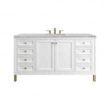 James Martin Vanities 305-V60S-GW-3VSL - Chicago 60'' Single Vanity, Glossy White w/ 3 CM Victorian Silver Top