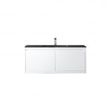 James Martin Vanities 805-V47.3-GW-CH - Mantova 47.3'' Single Vanity, Glossy White w/ Charcoal Black Composite Stone Top