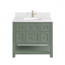 James Martin Vanities 330-V36-SC-1WZ - Breckenridge 36'' Single Vanity, Smokey Celadon w/ Single Hole 3 CM White Zeus Top &