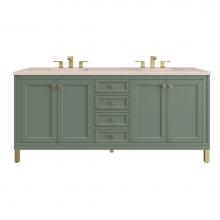 James Martin Vanities 305-V72-SC-3EMR - Chicago 72'' Double Vanity, Smokey Celadon w/ 3 CM Eternal Marfil Top