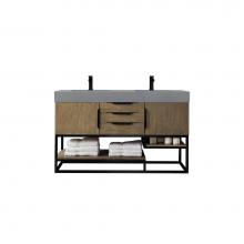 James Martin Vanities 388-V59D-LTO-MB-DGG - Columbia 59'' Double Vanity, Latte Oak, Matte Black w/ Dusk Grey Glossy Composite Top