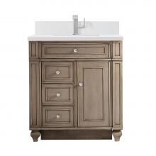 James Martin Vanities 157-V30-WW-1WZ - Bristol 30'' Single Vanity, Whitewashed Walnut w/ Single Hole 3 CM White Zeus Quartz Top