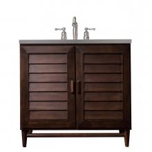 James Martin Vanities 620-V36-BNM-3GEX - Portland 36'' Single Vanity, Burnished Mahogany, w/ 3 CM Grey Expo Quartz Top